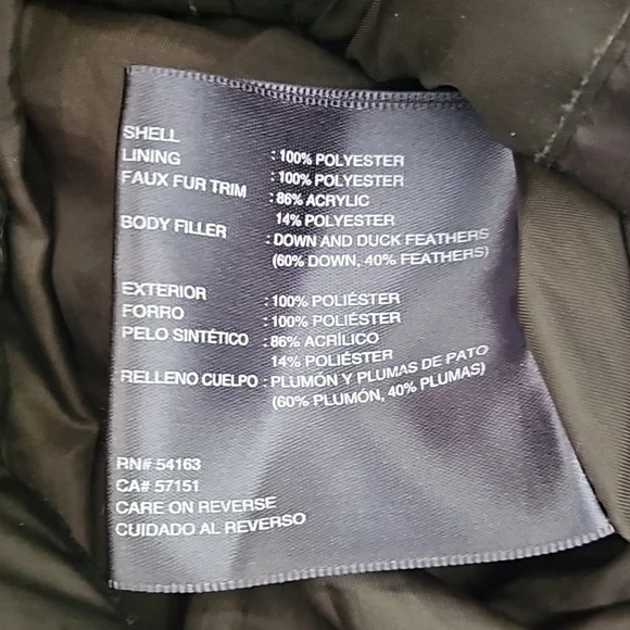 Kenneth Cole Reaction Daek Green Brown Down Feather Faux Fur Long Jacket Parka - Picture 9 of 11